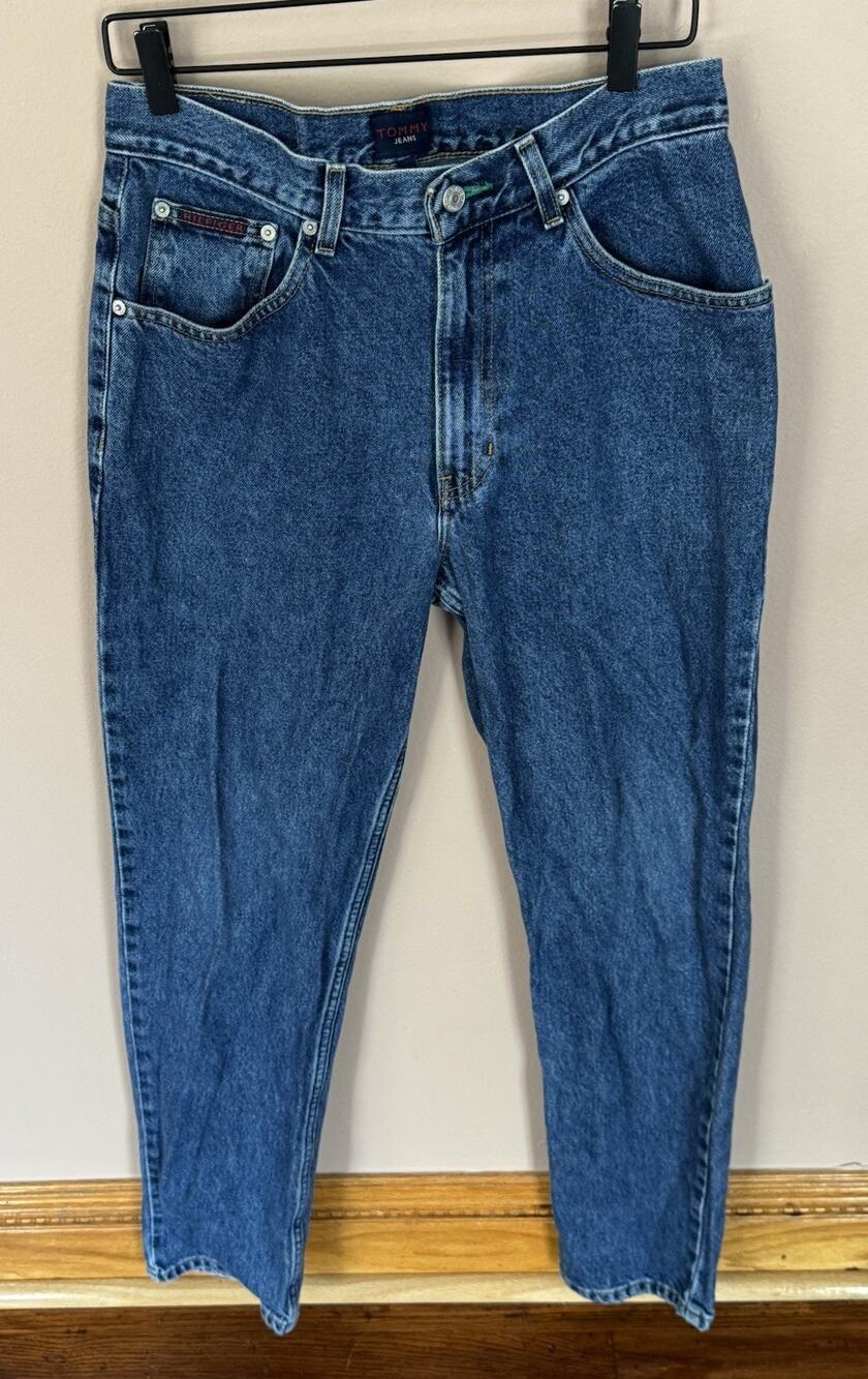 Tommy Hilfiger Jeans Mens 33x32 Straight Medium Wash Blue Denim